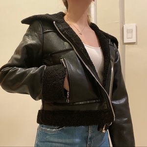 leather sherpa jacket
